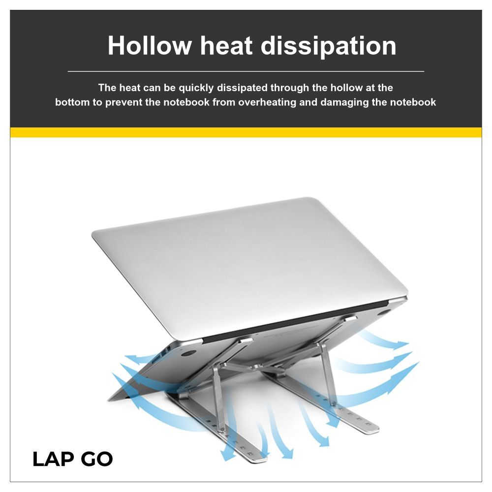 Lapcare LapGo LSE-044 Aluminium Laptop Stand with Pouch for Upto 39.62 cm (15.6 inch) Laptop, Silver(493178969)