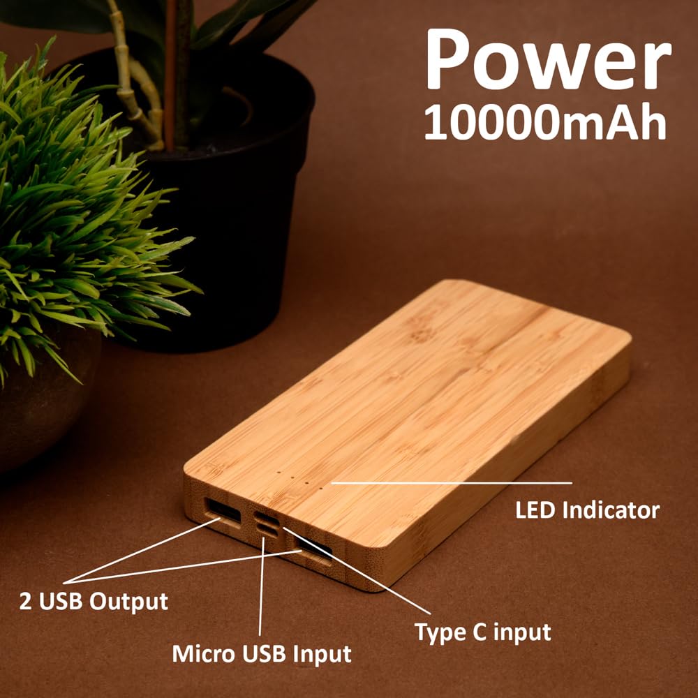 Wangari Aspen 10000mAh Bamboo Wood Power Bank